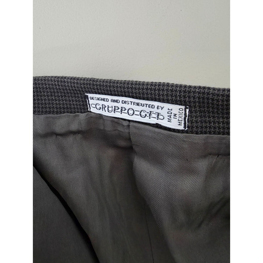 Andrew Fezza 2 Piece Suit Mens 46 L Black Houndstooth Blazer Pants 38X32 Wool - Picture 14 of 16